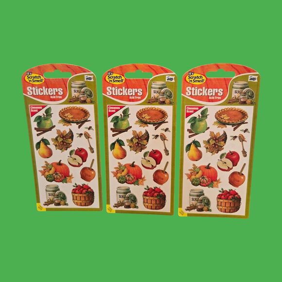 Scratch 'n Smell Stickers Vintage Mello Smello Cinnamon Scent Fall Autumn Food - Picture 7 of 7